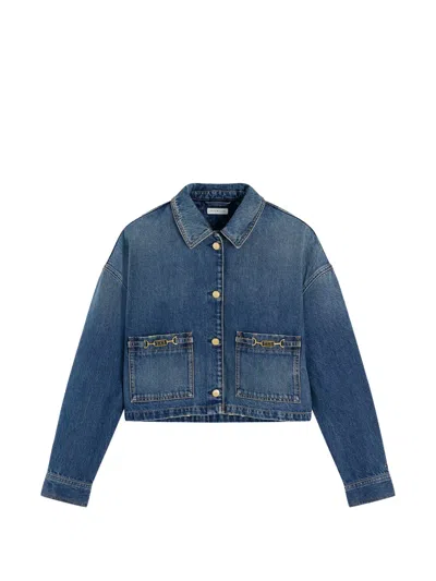 Tommy Hilfiger Faded Blue Cropped Jacket Denim Jacket In Multi
