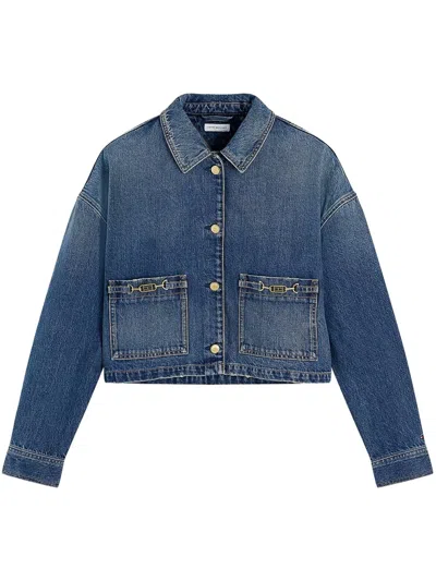 Tommy Hilfiger Cropped Jacket Cam Mid In Blue