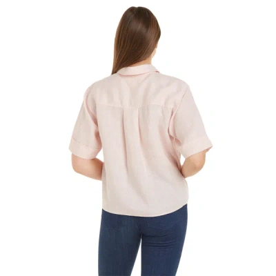 Tommy Hilfiger Cropped Linen Shirt In Pink