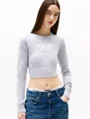 Tommy Hilfiger Cropped Logo Sweater In Grey Heather