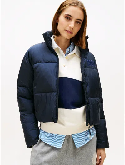 Tommy Hilfiger Cropped Puffer Jacket In Blue