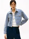 Tommy Hilfiger Cropped Stripe Denim Jacket In Denim Stripe