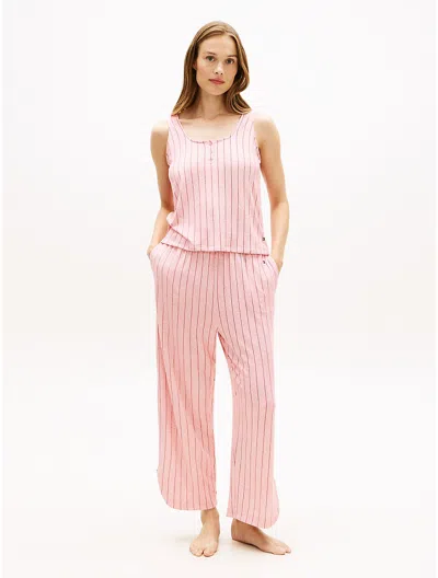 Tommy Hilfiger Cropped Tank Top & Pant Sleep Set In Pink