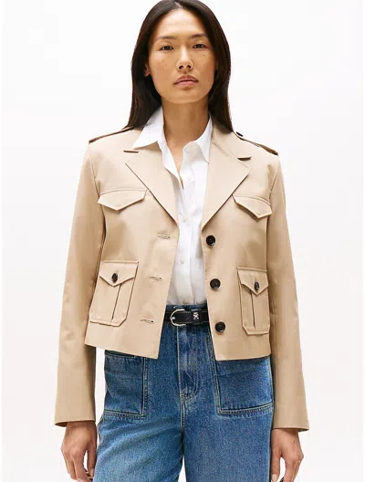 Tommy Hilfiger Cropped Trench Jacket In Neutral