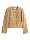 Tommy Hilfiger Cropped Wool Jacket In Neutrals