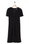 Tommy Hilfiger Crossover Scuba Fit And Flare Midi Dress In Black