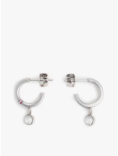 Tommy Hilfiger Crystal Accent Hoop & Stud Earring Set In Silver