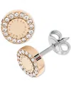 Tommy Hilfiger Crystal Logo Stud Earrings In Carnation