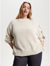 Tommy Hilfiger Curve Hilfiger Crewneck Sweater In Classic Beige