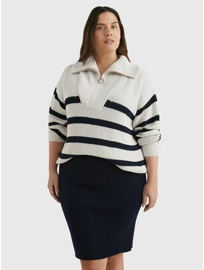 Tommy Hilfiger Curve Stripe Half In White / Desert Sky Stripe