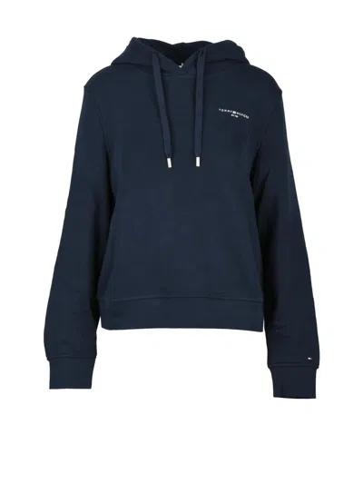 Tommy Hilfiger Dark Blue Cropped Hooded Sweatshirt