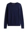 Tommy Hilfiger Dark Blue Long-sleeved Shirt With Logo In Blue