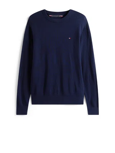TOMMY HILFIGER TOMMY HILFIGER DARK BLUE LONG-SLEEVED SHIRT WITH LOGO