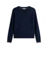 Tommy Hilfiger Dark Blue Long-sleeved Shirt With Logo In Multi