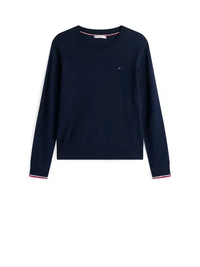 TOMMY HILFIGER TOMMY HILFIGER DARK BLUE LONG-SLEEVED SHIRT WITH LOGO