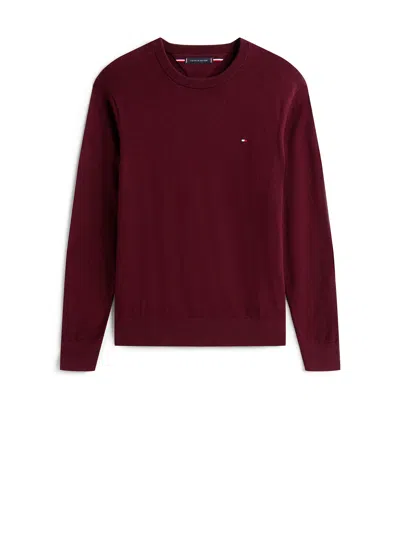 TOMMY HILFIGER TOMMY HILFIGER DARK BURGUNDY LONG-SLEEVED SHIRT WITH LOGO