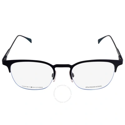 Tommy Hilfiger Demo Rectangular Men's Eyeglasses Th 1385 0qfy 50 In Blue