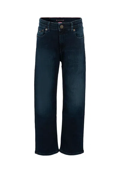 Tommy Hilfiger Kids' Denim Jeans For Boy With Flag In Blue