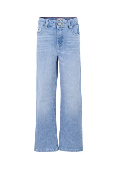 Tommy Hilfiger Kids' Denim Jeans For Girl With Flag In Blue