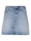 Tommy Hilfiger Denim Skirt With Pockets And Stitching In Blue