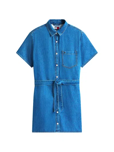 Tommy Hilfiger Denim Waist-tie Dress In Blue