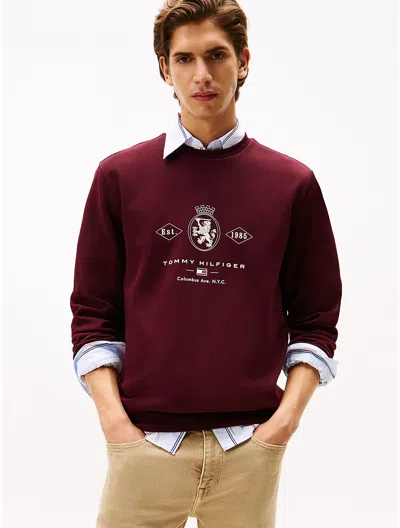 Tommy Hilfiger Diamond Crest Logo Sweatshirt In Burgundy