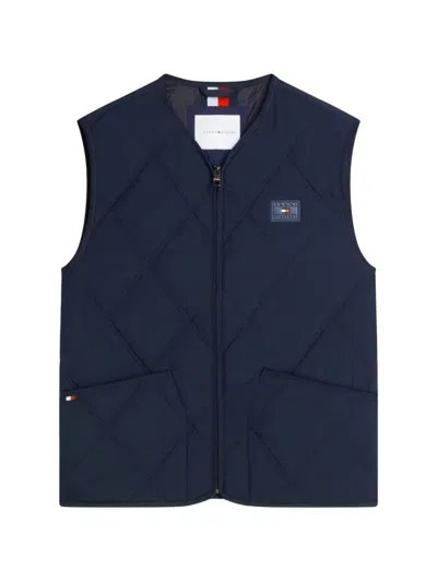 Tommy Hilfiger Diamond-quilted Gilet In Blue