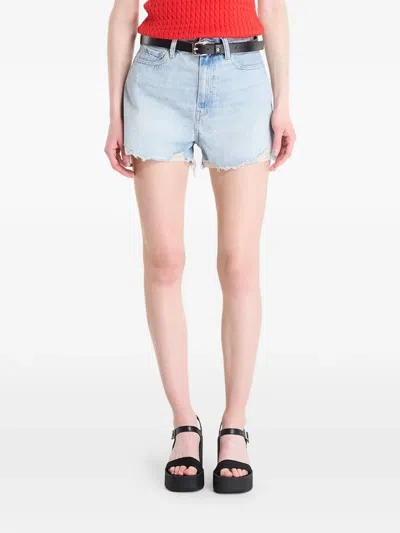 Tommy Hilfiger Distressed Frayed-hem Shorts In Animal Print