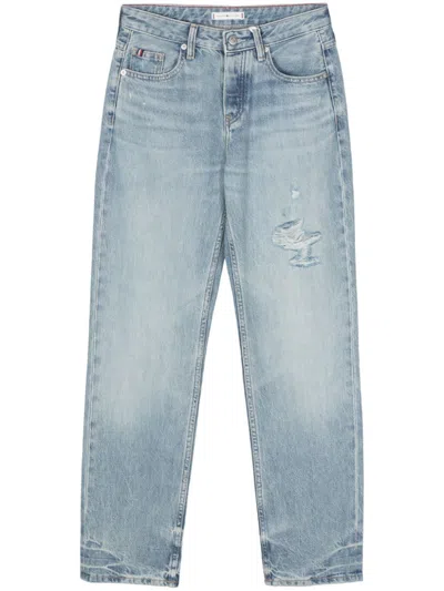 Tommy Hilfiger Distressed Straight Jeans In Blue
