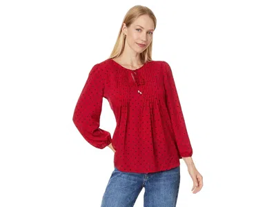 Tommy Hilfiger Dot Pintuck Blouse In Red