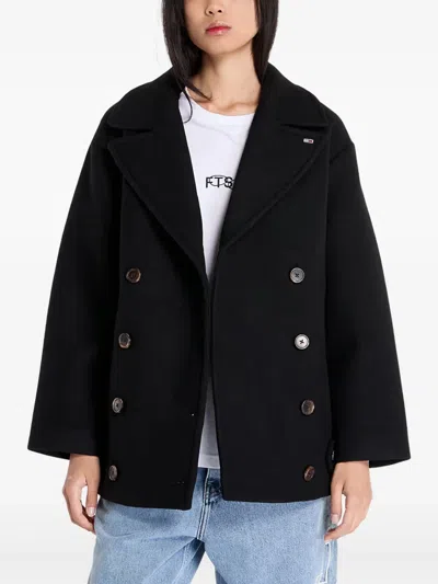 Tommy Hilfiger Double-breasted Peacoat In Black