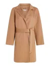 Tommy Hilfiger Double Face Coat With Belt And Logo In Brown