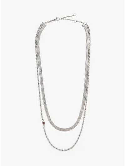 Tommy Hilfiger Double Layer Necklace In Silver