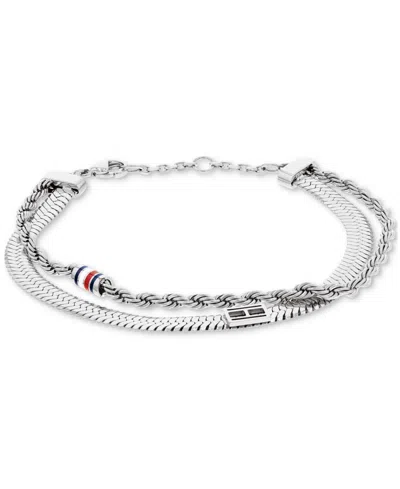 Tommy Hilfiger Double-row Flex Bracelet In Silver