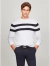 Tommy Hilfiger Double Stripe Crewneck Sweater In Light Blue Heather