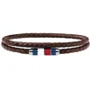Tommy Hilfiger Double Wrap Leather Bracelet Brown In Brown