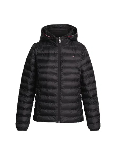 Tommy Hilfiger Down-filled Hooded Zip-thru Jacket In Black