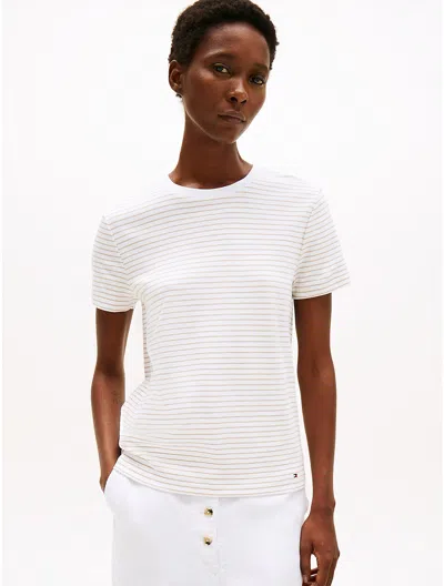 Tommy Hilfiger Drapey Stripe Smooth Cotton T In Beige