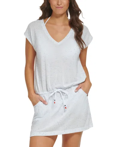 Tommy Hilfiger Drawstring Cover-up Dress In Soft White Multi
