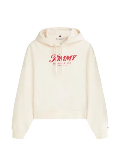 Tommy Hilfiger Drawstring Hooded Sweatshirt In Neutral