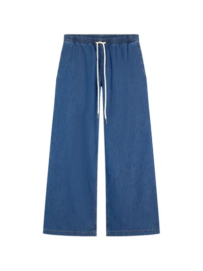 Tommy Hilfiger Drawstring Wide-leg Jeans In Blue