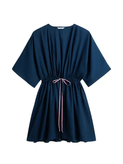 Tommy Hilfiger Drawstring-fastening V-neck Cover Up In Blue