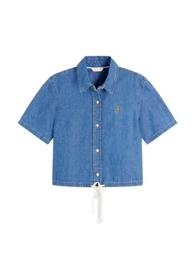 Tommy Hilfiger Drawstring-hem Short-sleeve Shirt In Black
