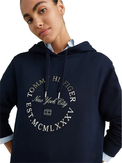Tommy Hilfiger Dresses Reg Metllc Roundll Shrt In Blu