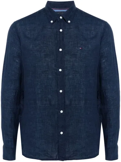 Tommy Hilfiger Dyed Linen Shirt In Blue