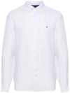 Tommy Hilfiger Logo Button-down Collar Shirt With Long Sleeves In White