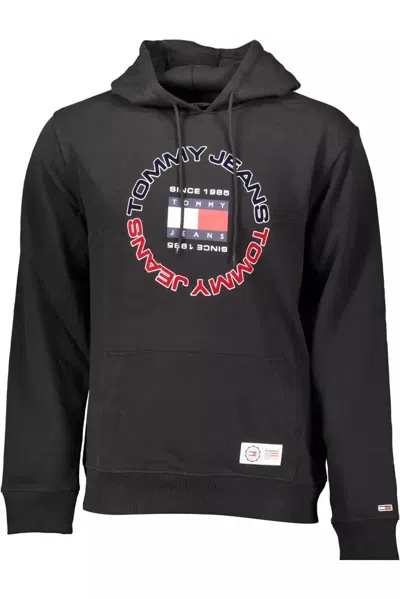 Tommy Hilfiger Elegant Black Cotton Hoodie With Embroidered Detail