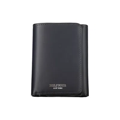 Tommy Hilfiger Elegant Blue Leather Wallet For Men In Black