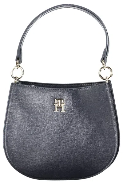 Tommy Hilfiger Elegant Blue Two-compartment Handbag In Gold