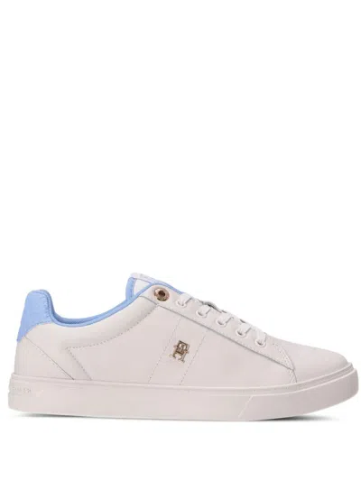 Tommy Hilfiger Light Blue Leather Women Sneaker In White